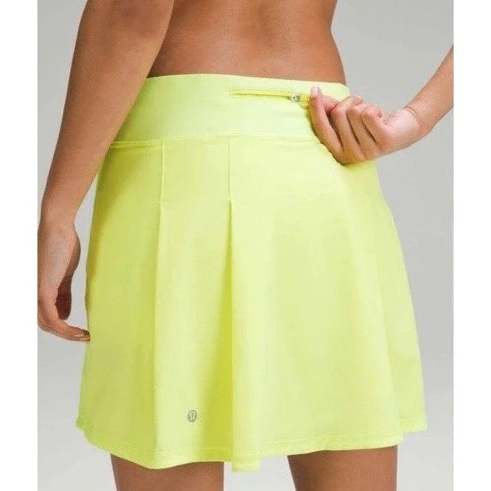 Lululemon Pace Rival Mid-Rise Skirt Extra Long Electric Lemon Women's Size 4 - Picture 4 of 10